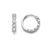 Huggie Earrings with White CZ in 14K White Gold