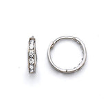 Huggie Earrings with White CZ in 14K White Gold