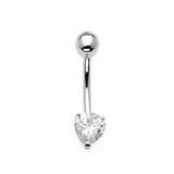 White CZ Belly Ring in 14K White Gold