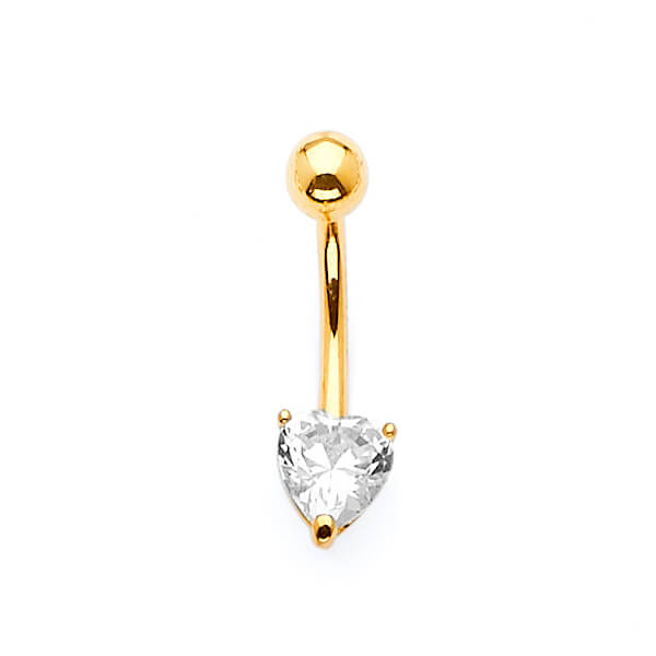 White CZ Belly Ring in 14K Gold