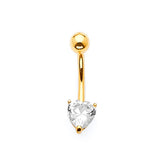 White CZ Belly Ring in 14K Gold