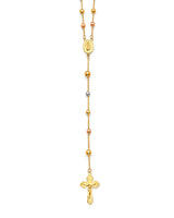 Crucifix Five-Decade Rosary Necklace in 14K Tri-Color Gold