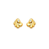 Stud Earrings with White CZ in 14K Gold and Butterfly Backing