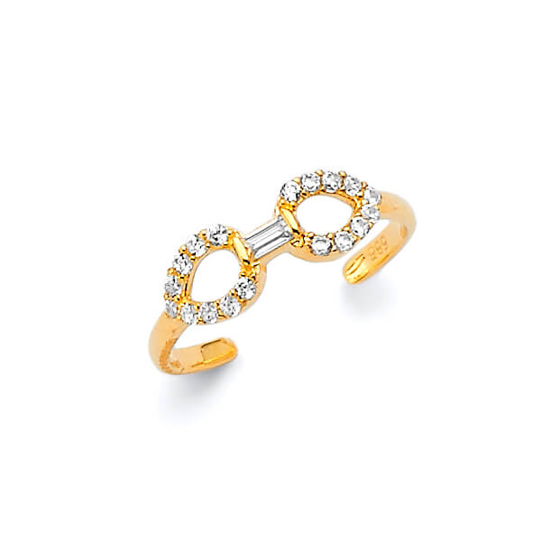 White CZ Toe Ring in 14K Gold
