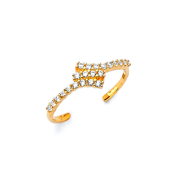 White CZ Toe Ring in 14K Gold
