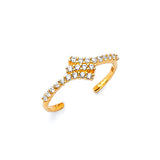 White CZ Toe Ring in 14K Gold