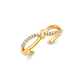 White CZ Toe Ring in 14K Gold
