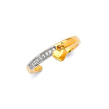 White CZ Heart Toe Ring in 14K Gold