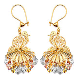 Bird Chandelier Earrings in 14K Tri-Color Gold