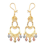 Flower Chandelier Earrings in 14K Tri-Color Gold