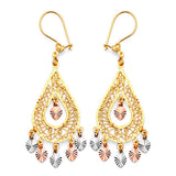 Chandelier Earrings in 14K Tri-Color Gold