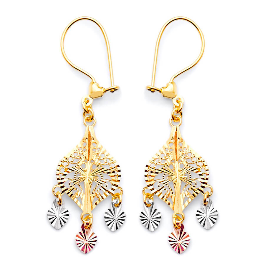 Chandelier Earrings in 14K Tri-Color Gold