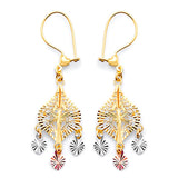 Chandelier Earrings in 14K Tri-Color Gold