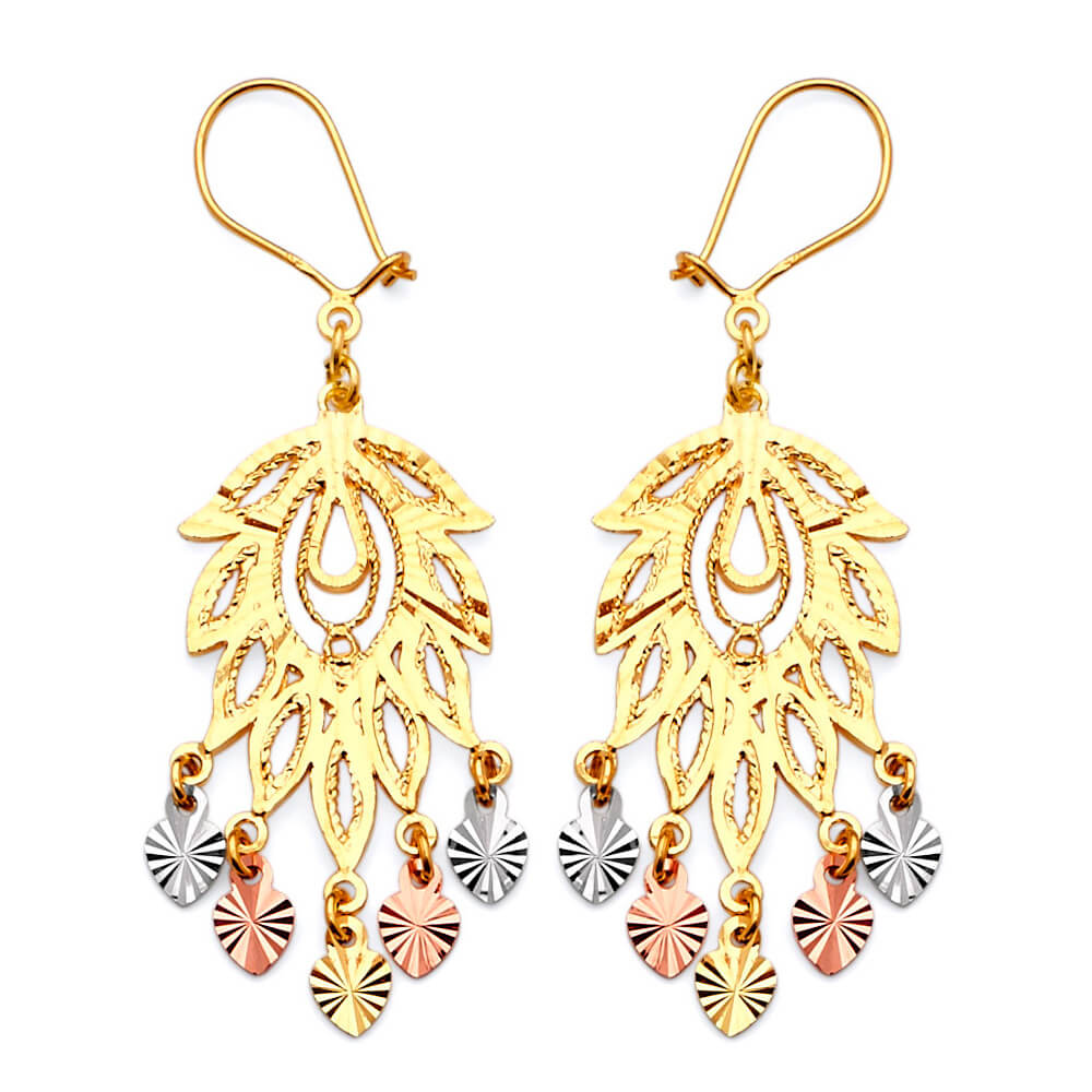 Chandelier Earrings in 14K Tri-Color Gold