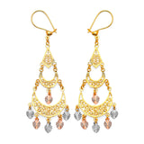 Chandelier Earrings in 14K Tri-Color Gold