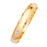 Adjustable Heart Ladies Bangle in 14K Tri-Color Gold
