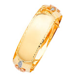 Adjustable Heart Ladies Bangle in 14K Tri-Color Gold