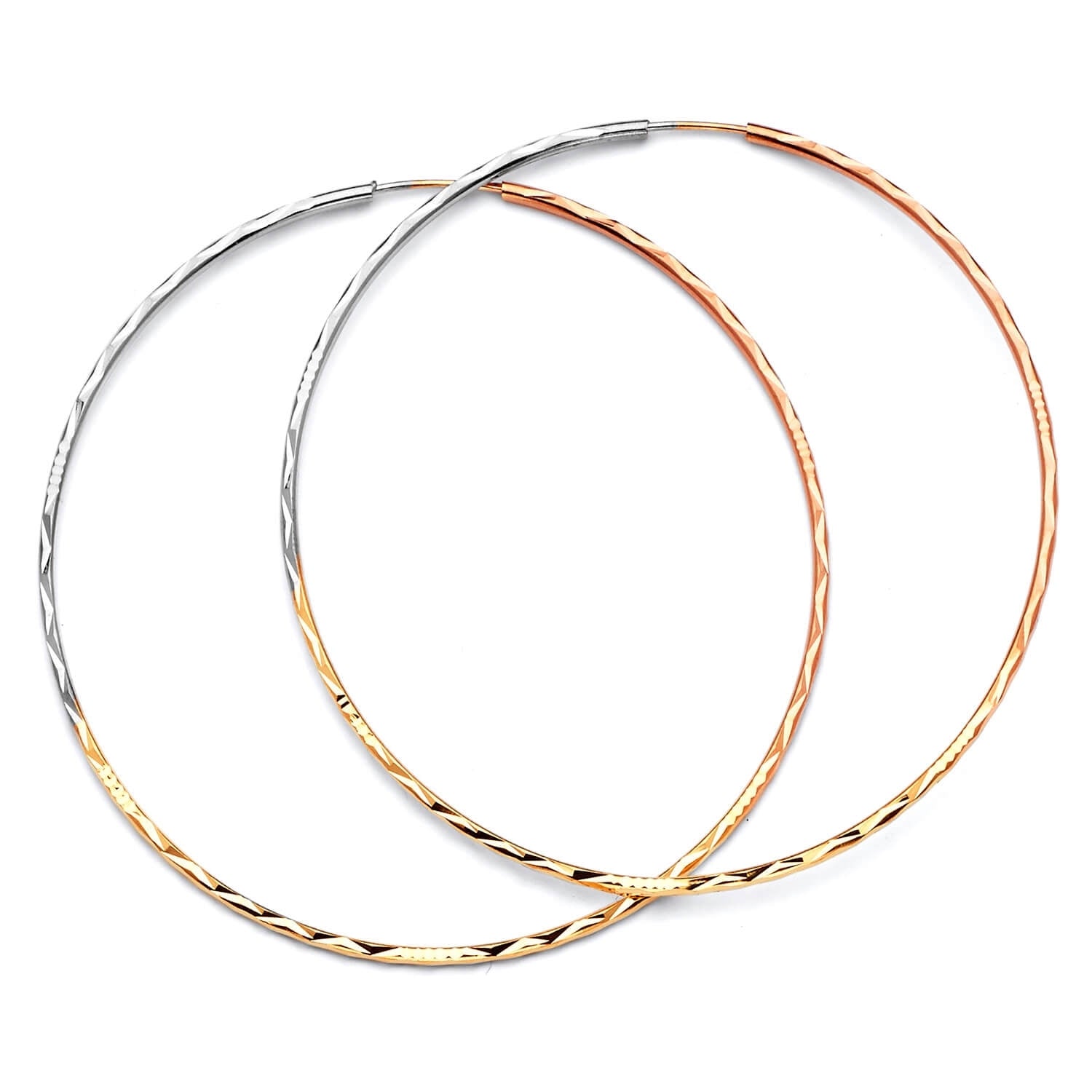 Hoop Earrings in 14K Tri-Color Gold
