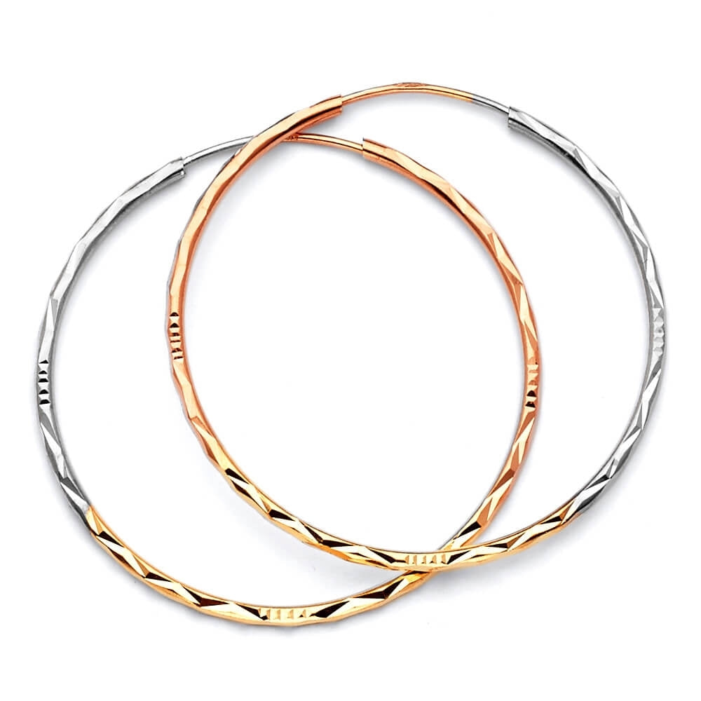 Hoop Earrings in 14K Tri-Color Gold