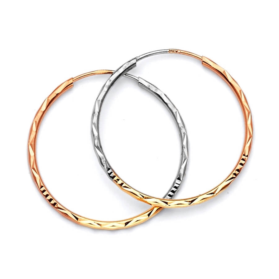 Hoop Earrings in 14K Tri-Color Gold