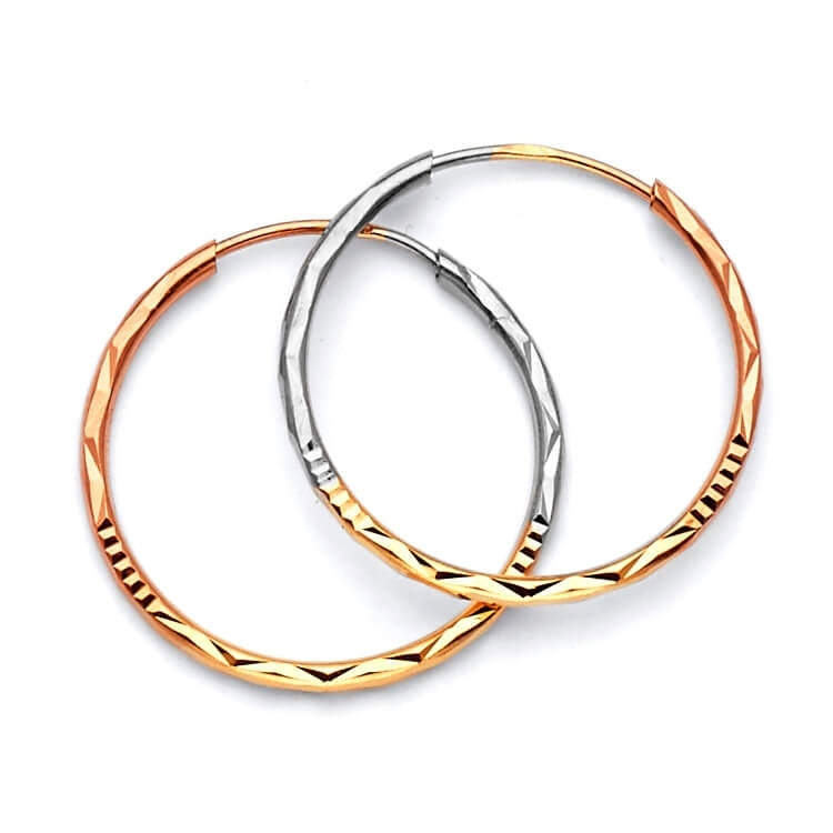 Hoop Earrings in 14K Tri-Color Gold