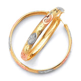 Heart Hoop Earrings in 14K Tri-Color Gold