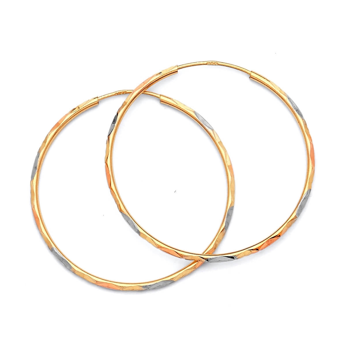 Hoop Earrings in 14K Tri-Color Gold