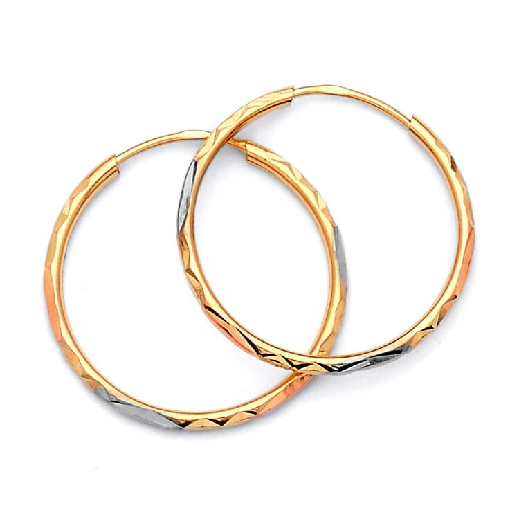 Hoop Earrings in 14K Tri-Color Gold