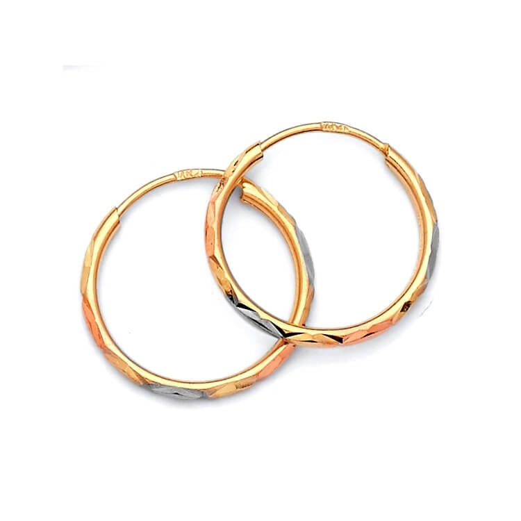 Hoop Earrings in 14K Tri-Color Gold