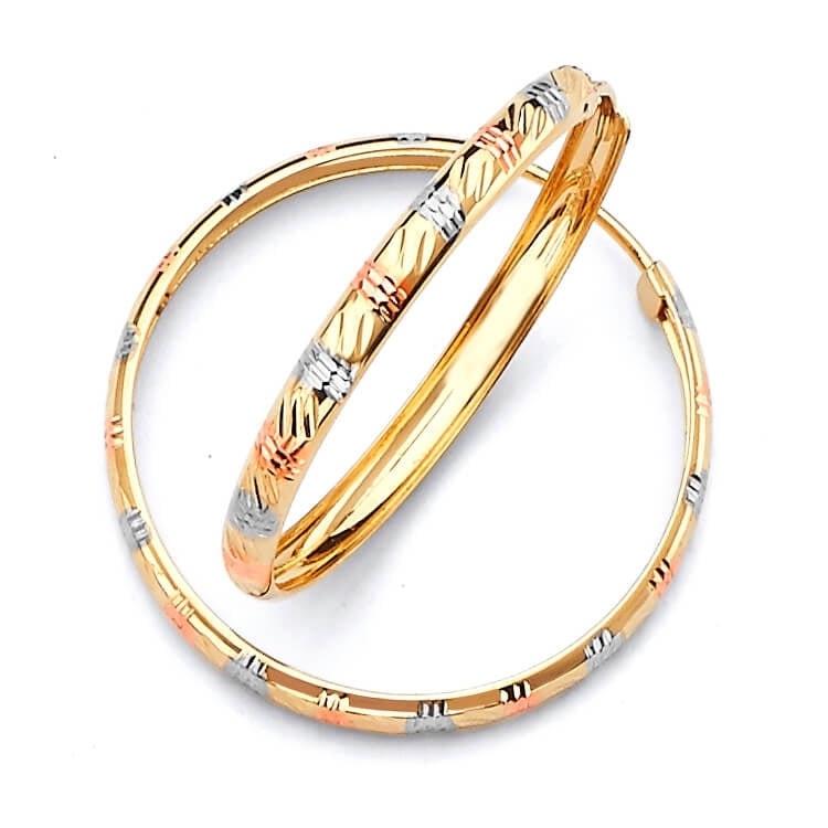 Hoop Earrings in 14K Tri-Color Gold