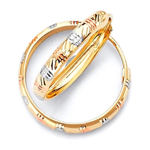 Hoop Earrings in 14K Tri-Color Gold