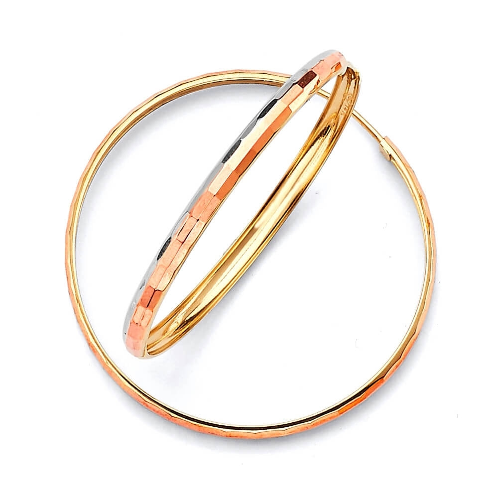 Hoop Earrings in 14K Tri-Color Gold