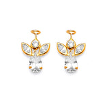 Angel Stud Earrings with White CZ in 14K Gold and Butterfly Backing