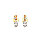 Angel Stud Earrings with White CZ in 14K Gold and Butterfly Backing