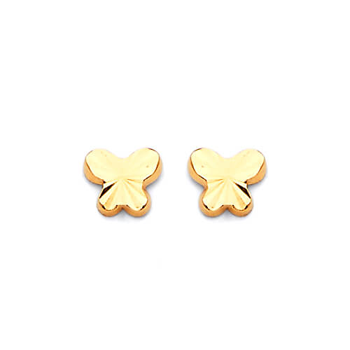 Butterfly Stud Earrings in 14K Gold and Butterfly Backing