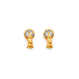 Guadalupe Stud Earrings with White CZ in 14K Gold and Butterfly Backing