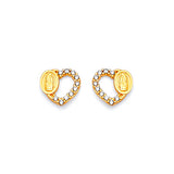 Guadalupe Stud Earrings with White CZ in 14K Gold and Butterfly Backing