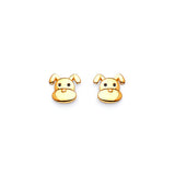 Dog Stud Earrings in 14K Gold and Butterfly Backing