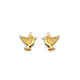 Bird Stud Earrings in 14K Gold and Butterfly Backing