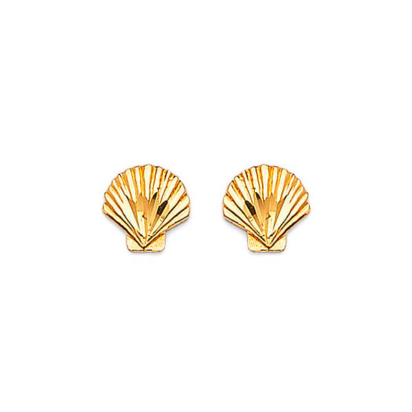 Shell Stud Earrings in 14K Gold and Butterfly Backing