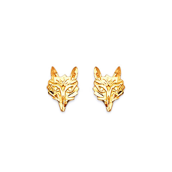 Fox Stud Earrings in 14K Gold and Butterfly Backing