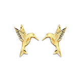 Bird Stud Earrings in 14K Gold and Butterfly Backing