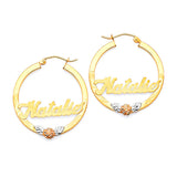 Personalized Hoop Earrings in 14K Tri-Color Gold