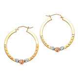 Flower Hoop Earrings in 14K Tri-Color Gold