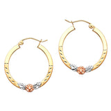 Flower Hoop Earrings in 14K Tri-Color Gold