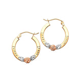 Flower Hoop Earrings in 14K Tri-Color Gold