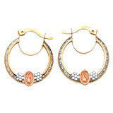 Guadalupe Hoop Earrings with White CZ in 14K Tri-Color Gold