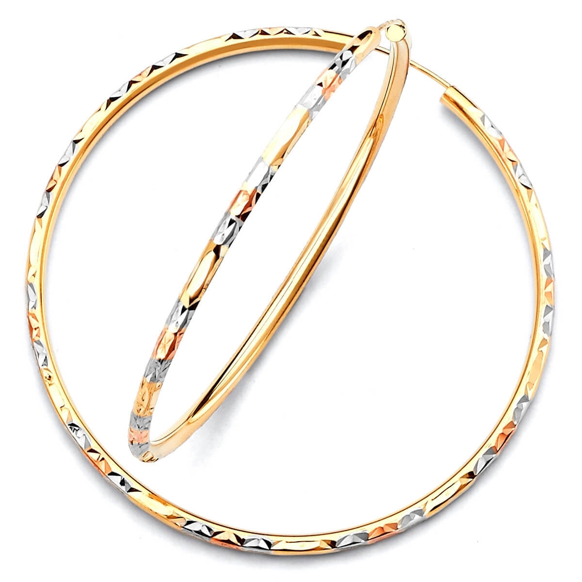 Hoop Earrings in 14K Tri-Color Gold