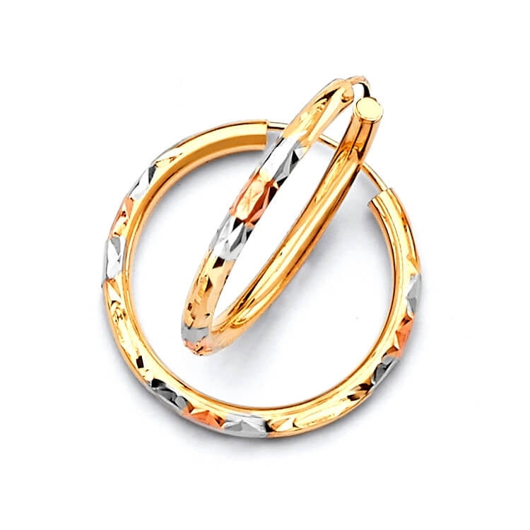 Hoop Earrings in 14K Tri-Color Gold