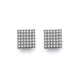 Stud Earrings with White CZ in 14K Two-Tone Gold and Butterfly Backing